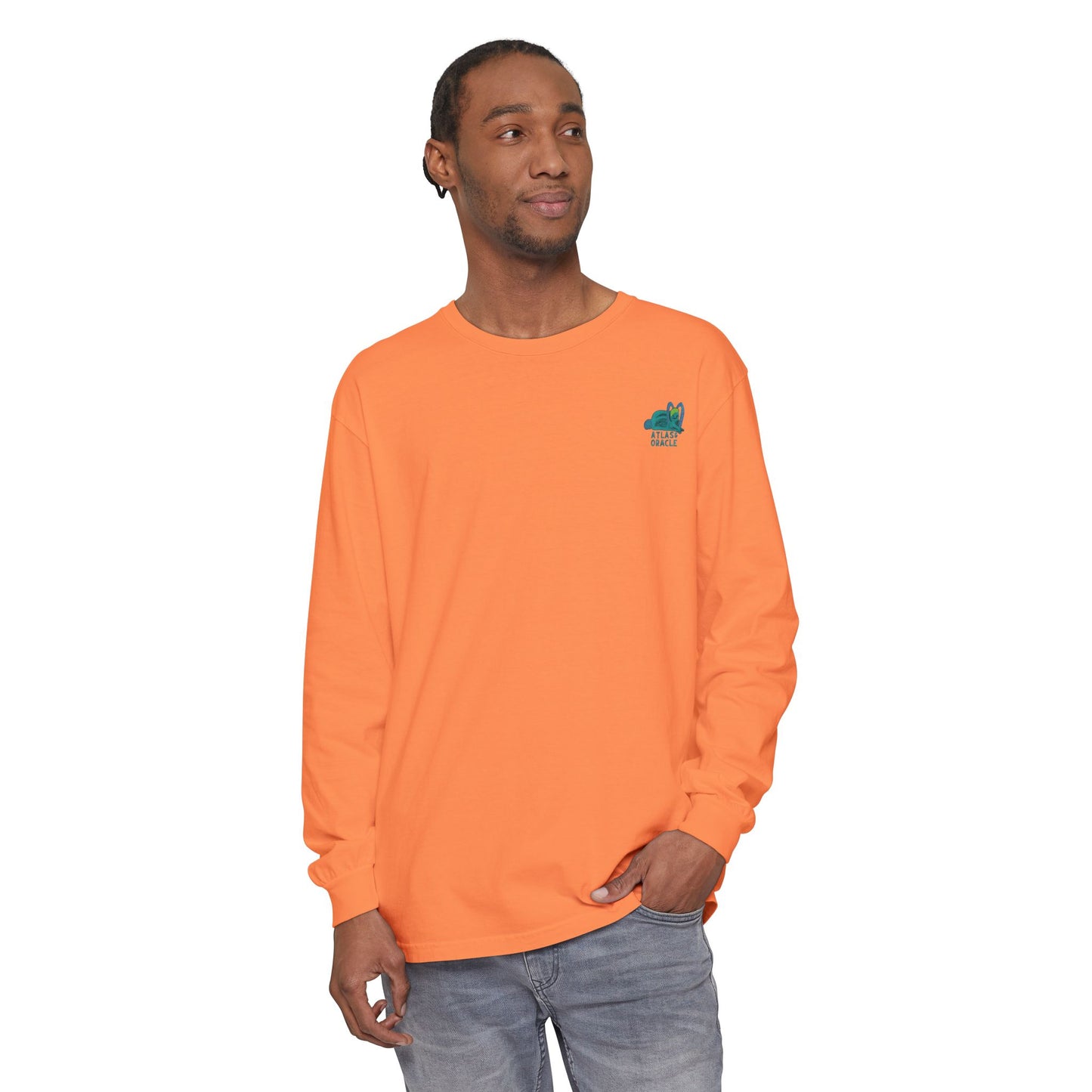Unisex Garment-dyed Long Sleeve T-Shirt (Rave Bünny Logo)