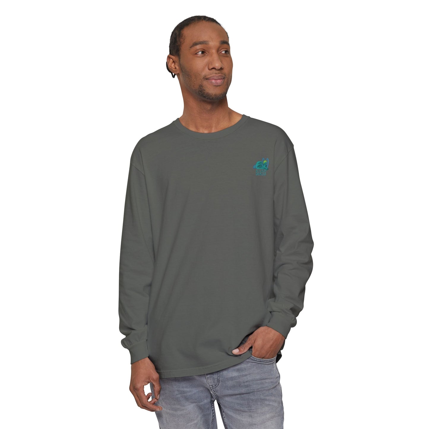 Unisex Garment-dyed Long Sleeve T-Shirt (Rave Bünny Logo)