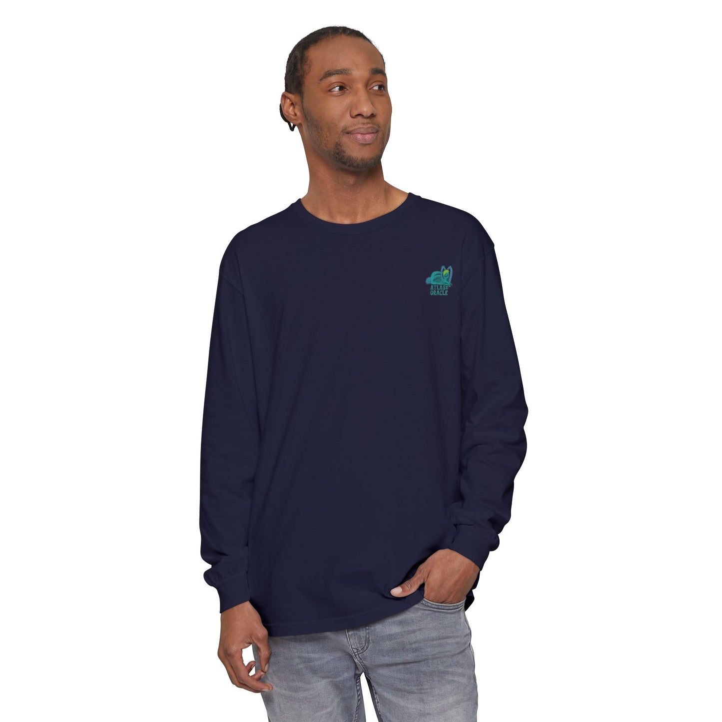 Unisex Garment-dyed Long Sleeve T-Shirt (Rave Bünny Logo)
