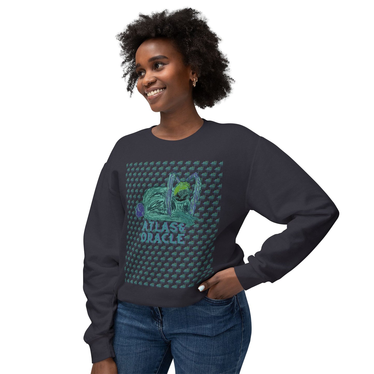 Unisex Lightweight Crewneck Sweatshirt (Rave Bünny Logo)