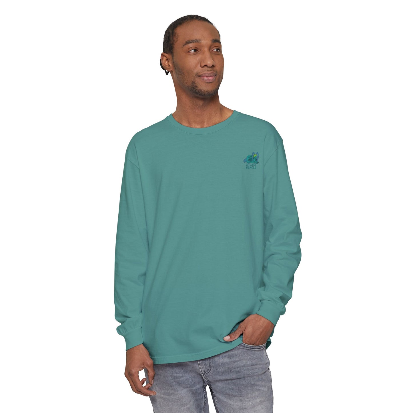 Unisex Garment-dyed Long Sleeve T-Shirt (Rave Bünny Logo)
