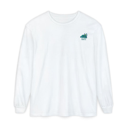 Unisex Garment-dyed Long Sleeve T-Shirt (Rave Bünny Logo)
