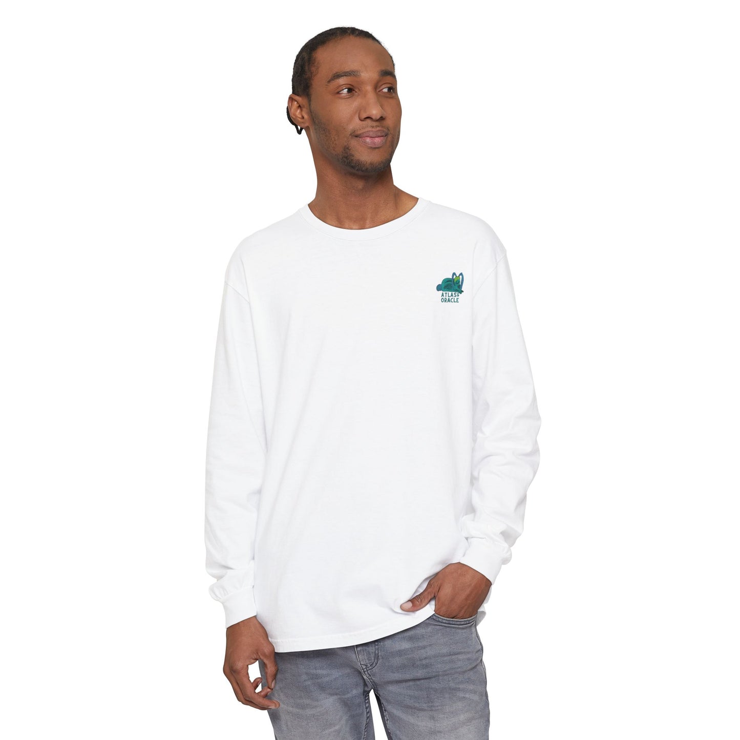 Unisex Garment-dyed Long Sleeve T-Shirt (Rave Bünny Logo)