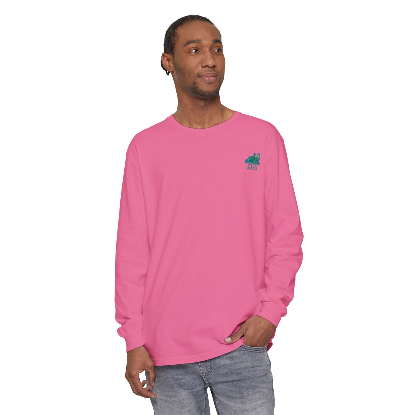 Unisex Garment-dyed Long Sleeve T-Shirt (Rave Bünny Logo)