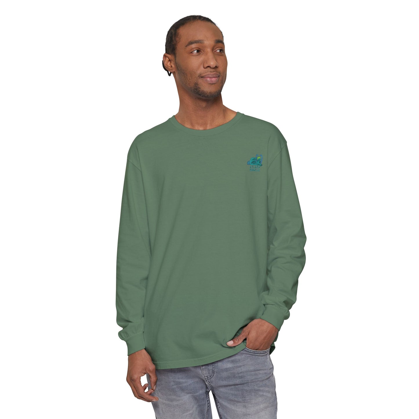 Unisex Garment-dyed Long Sleeve T-Shirt (Rave Bünny Logo)