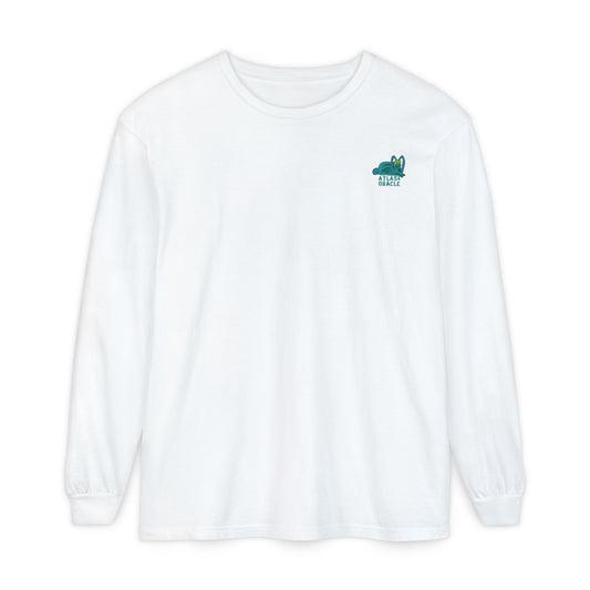 Unisex Garment-dyed Long Sleeve T-Shirt (Rave Bünny Logo)