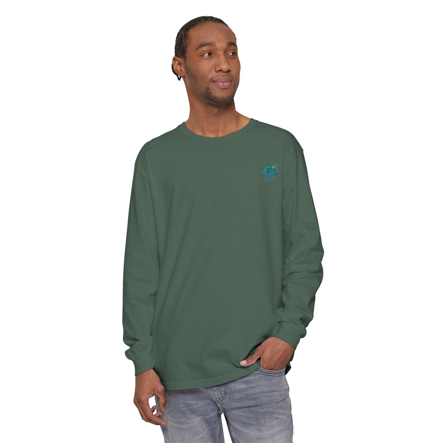Unisex Garment-dyed Long Sleeve T-Shirt (Rave Bünny Logo)