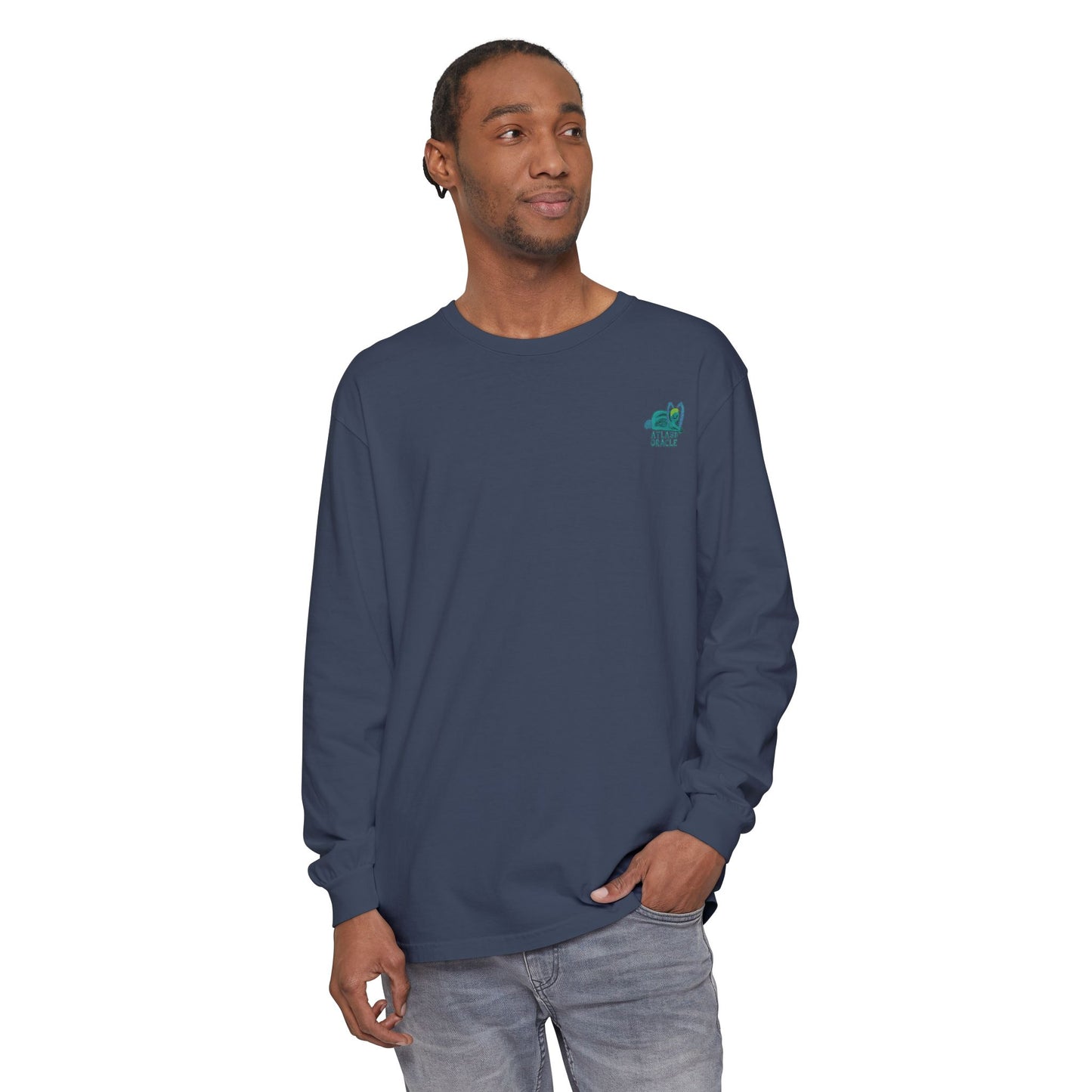 Unisex Garment-dyed Long Sleeve T-Shirt (Rave Bünny Logo)