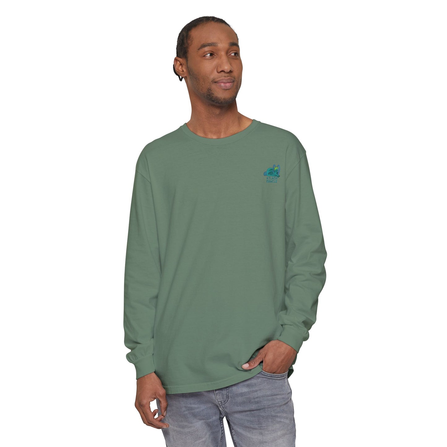 Unisex Garment-dyed Long Sleeve T-Shirt (Rave Bünny Logo)