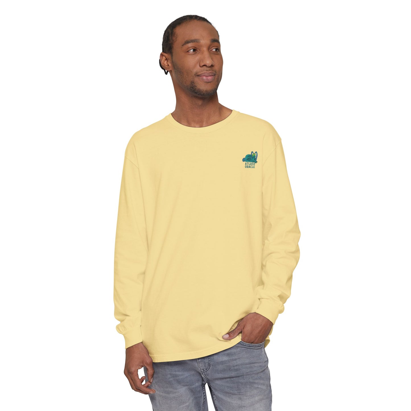 Unisex Garment-dyed Long Sleeve T-Shirt (Rave Bünny Logo)