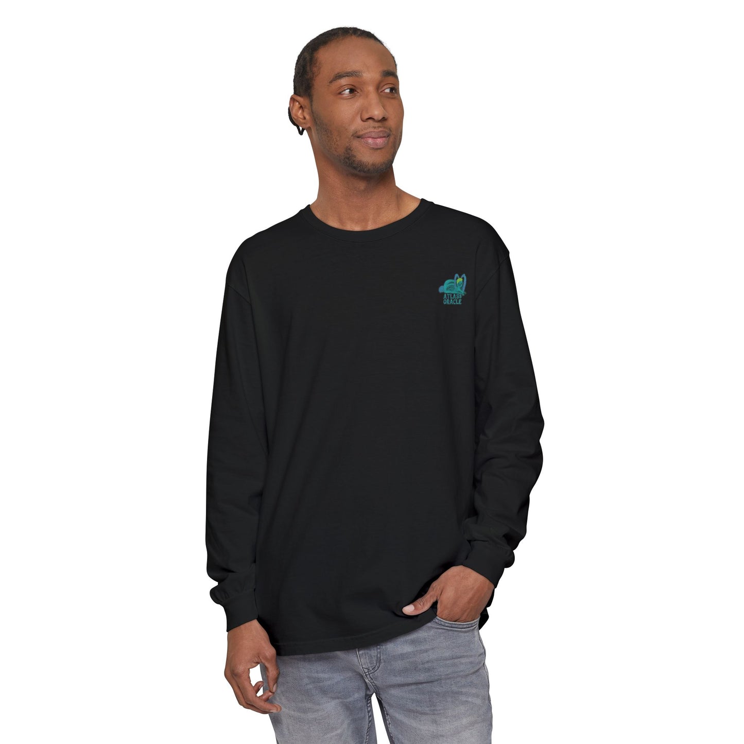 Unisex Garment-dyed Long Sleeve T-Shirt (Rave Bünny Logo)
