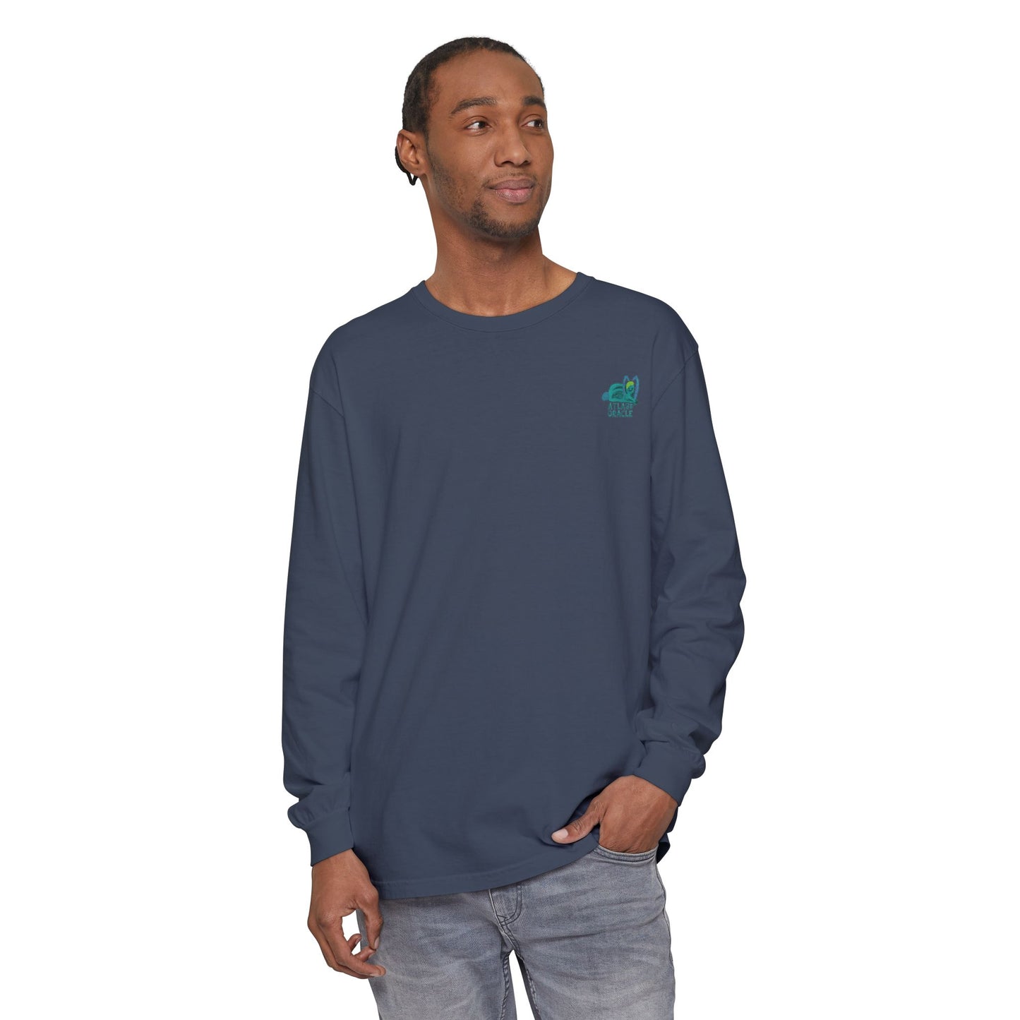 Unisex Garment-dyed Long Sleeve T-Shirt (Rave Bünny Logo)