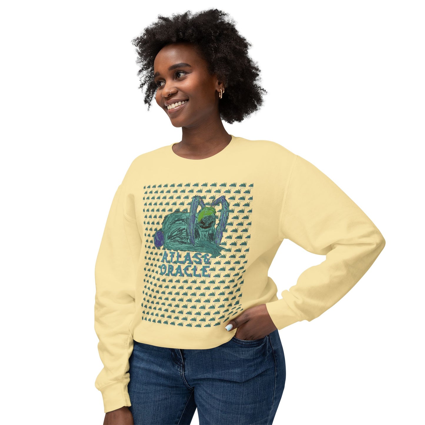 Unisex Lightweight Crewneck Sweatshirt (Rave Bünny Logo)