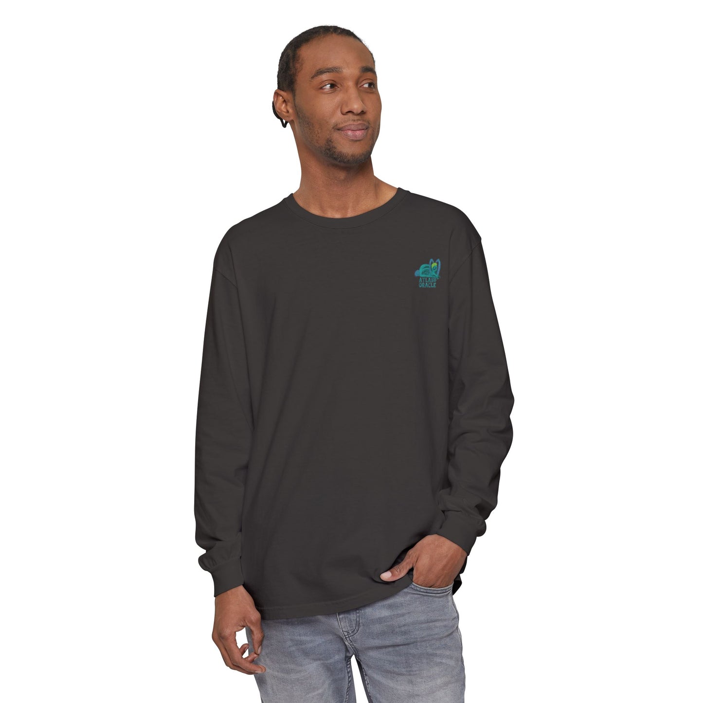 Unisex Garment-dyed Long Sleeve T-Shirt (Rave Bünny Logo)