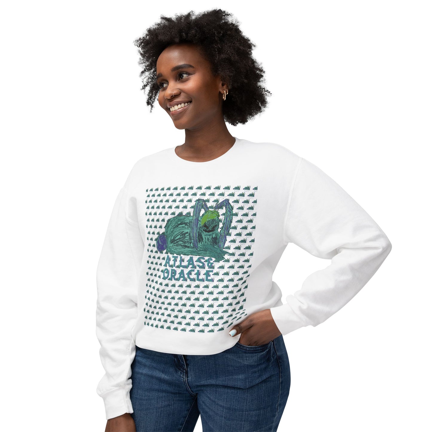 Unisex Lightweight Crewneck Sweatshirt (Rave Bünny Logo)