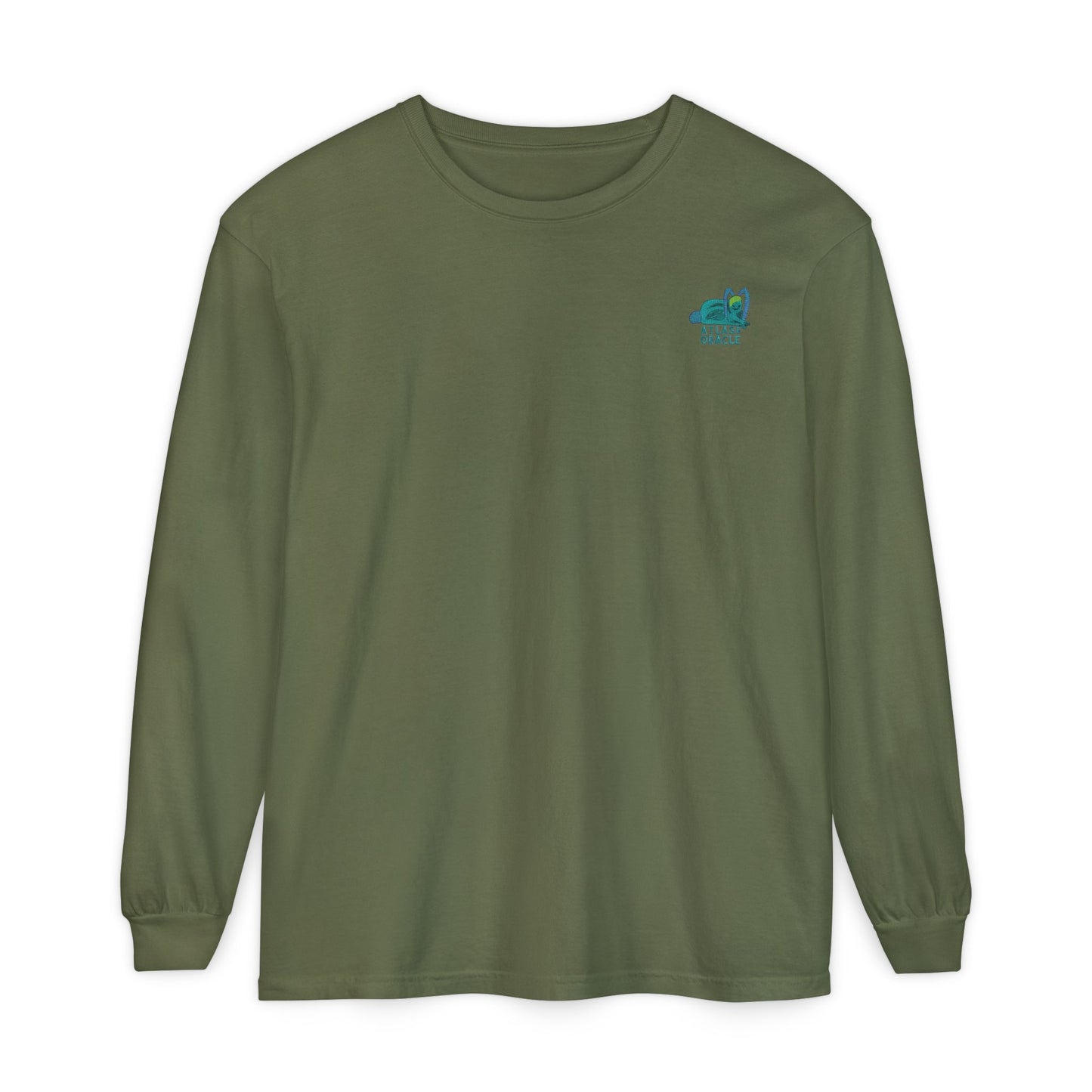 Unisex Garment-dyed Long Sleeve T-Shirt (Rave Bünny Logo)